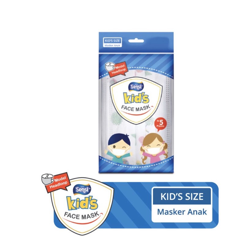 Masker Sensi Duckbill Sachet isi 6 pc / Masker Sensi Kids Original 100% ( BUKAN REPACK)