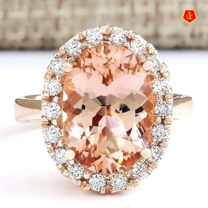 [Ready Stock]Creative Champagne Topaz Ring Personality Fashion