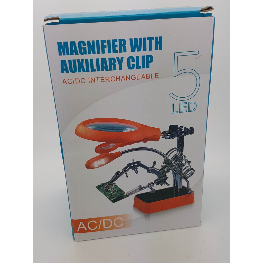 Pegangan Solder TE-800 ( magnifier with auxiliary clip ) with 5 led