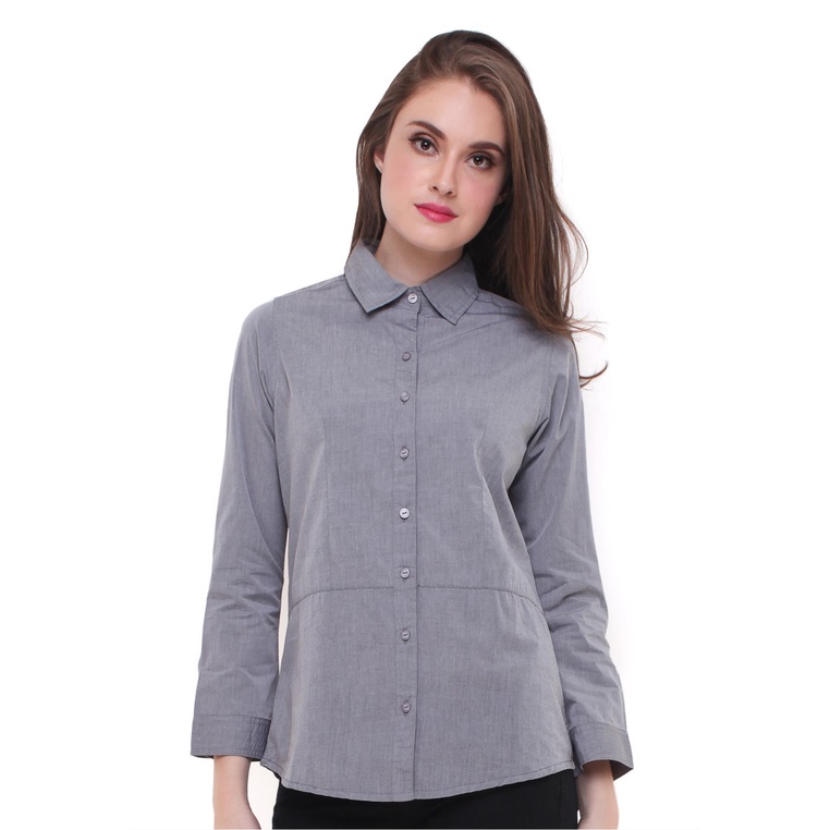 LGS - Regular Fit - Kemeja Wanita - Lengan Panjang - Abu - LSH.386.O1312L.554.CLS