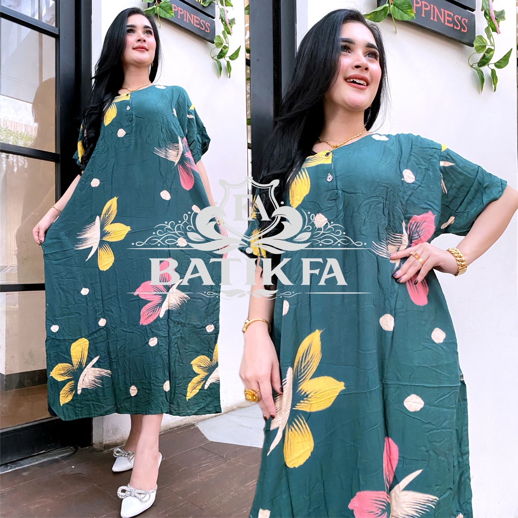 DASTER RAYON JUMBO BIG SIZE XXL CABUTAN | DASTER RAYON NON RUFLE BATIK WANITA  | DASTER KEKINIAN BUSUI KANCING DEPAN MURAH | LUKISAN RUBY KRINCING LINTANG ALIA ELMA