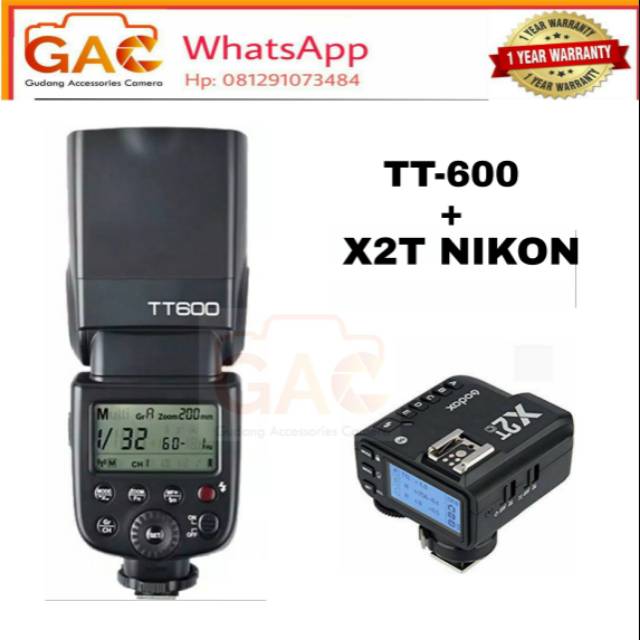 Paket hemat GAC flash GODOX TT600 TT-600 NIKON + triger X2T NIKON