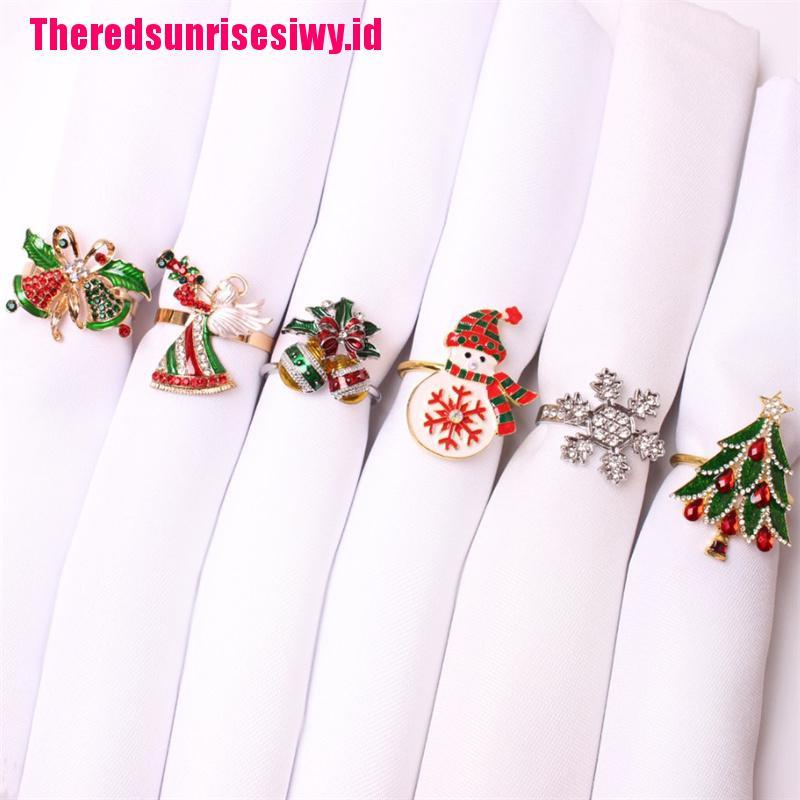 Cincin Holder Serbet Bahan Metal Motif Rusa Natal Untuk Dekorasi Meja