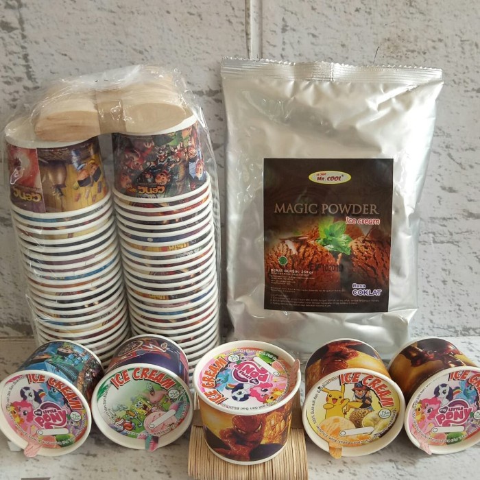 

MINUM-SIAP-DRINK-TO-READY- PAKET BAHAN ES KRIM MR. COOL 250GR + PAPERCUP 50ML - COKLAT -READY-TO-