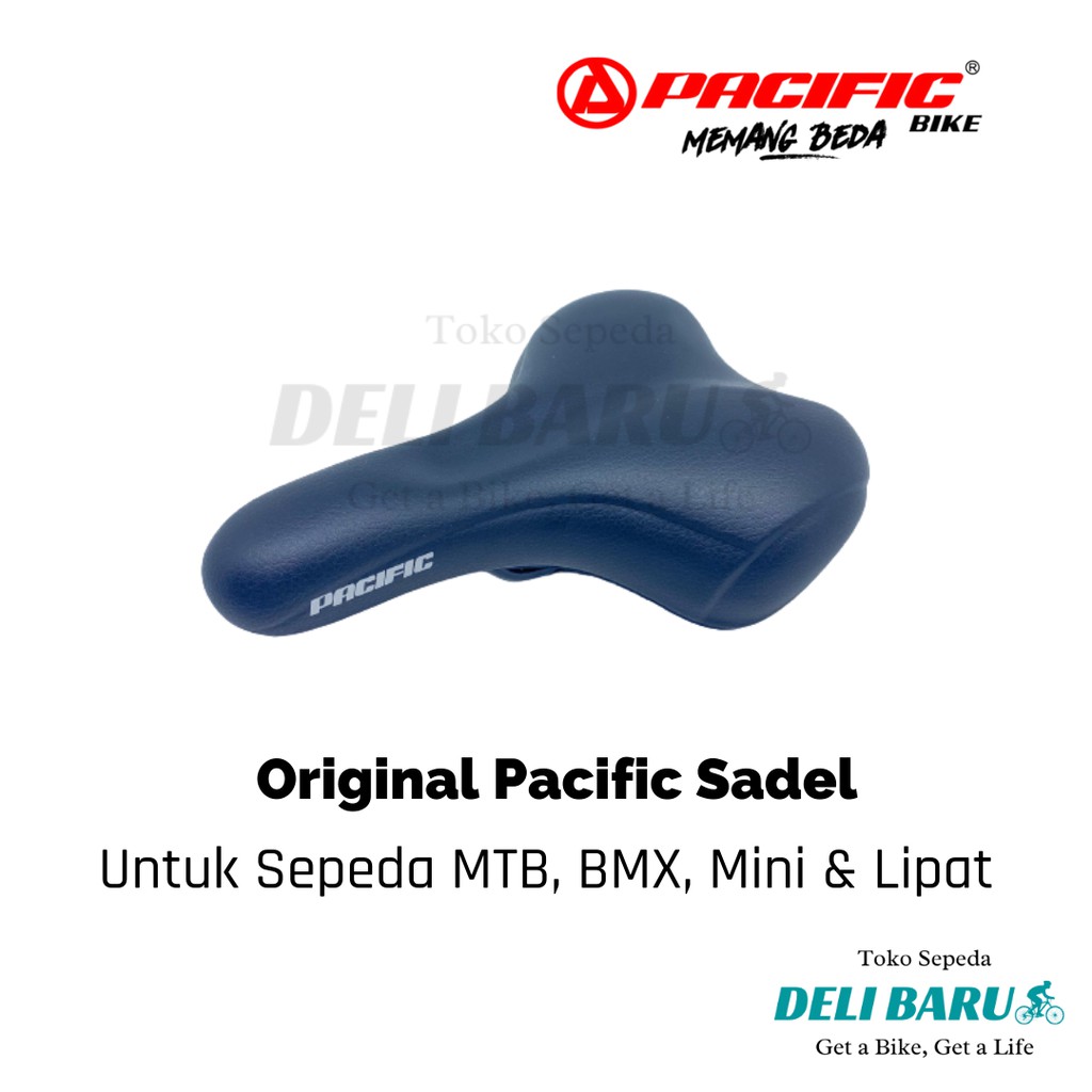 Pacific sadel hitam polos lebar jok sepeda BMX MTB lipat fixie