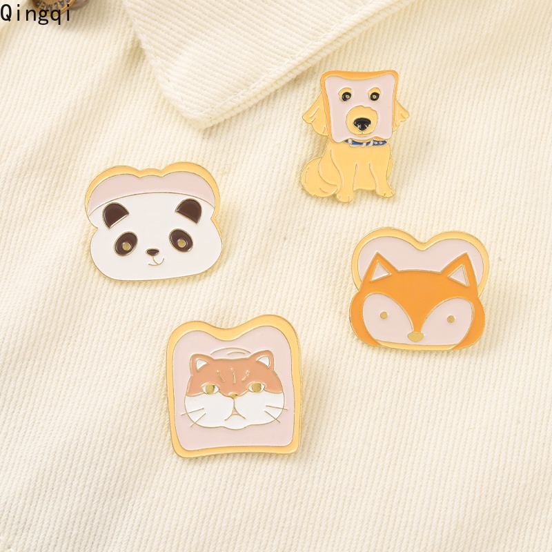 Bros Pin Enamel Bentuk Kartun Panda / Kucing / Rubah Lucu Untuk Hadiah