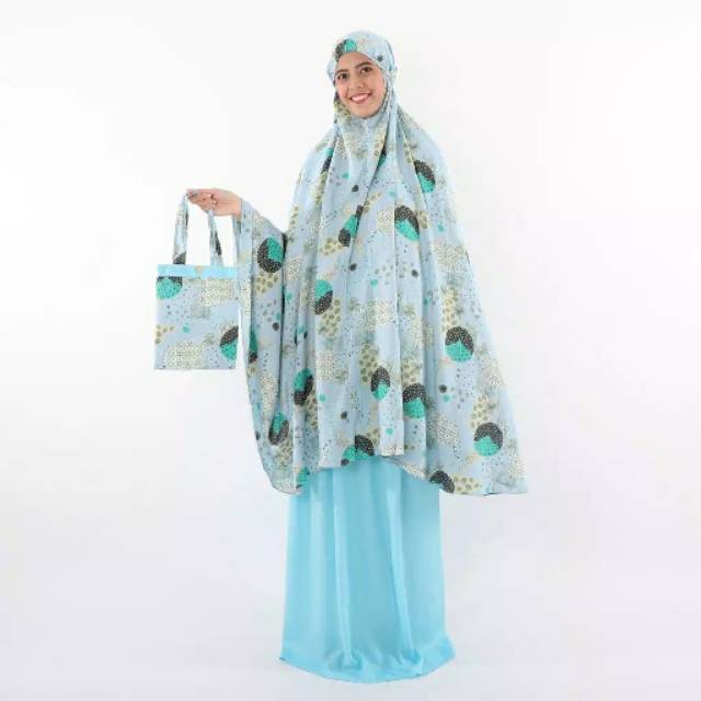 MUKENA TAZBIYA POLKA LEAF BLUE