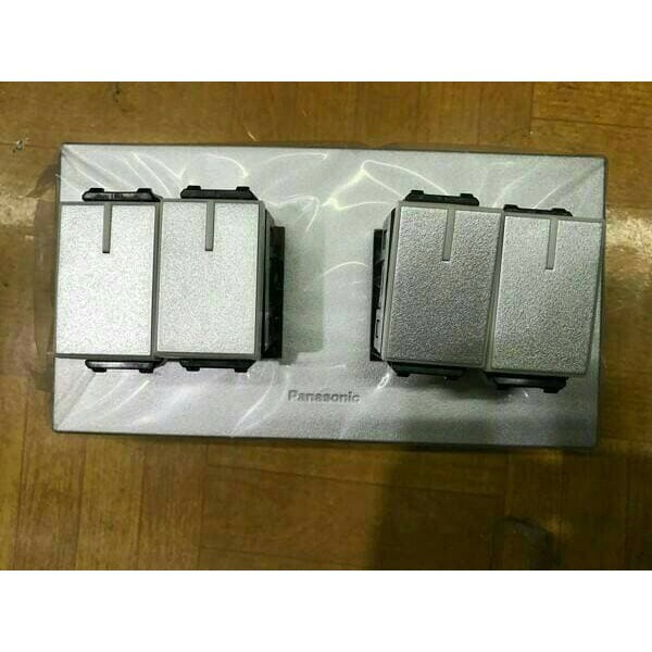 Saklar 4 Tombol 4 Gang Silver Style Panasonic WESJ78049MWS + WESJ5931MWS