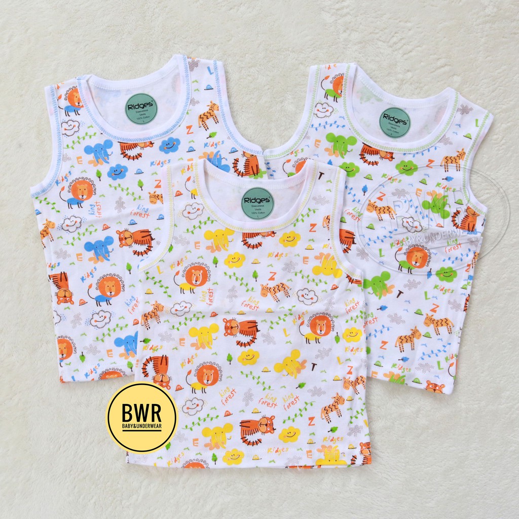 Singlet RIDGES Motif Tangtop Anak [ IV A5 - D5 ] Kaos Dalam Anak Kutung Sablon List Warna - Bwr