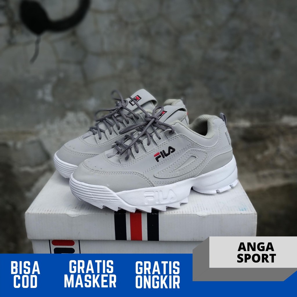 SEPATU WANITA SNEAKERS DISRUPTOR 2 ABU PUTIH KASUAL CEWEK SPORT RUNNING TERMURAH MADE IN VIETNAM