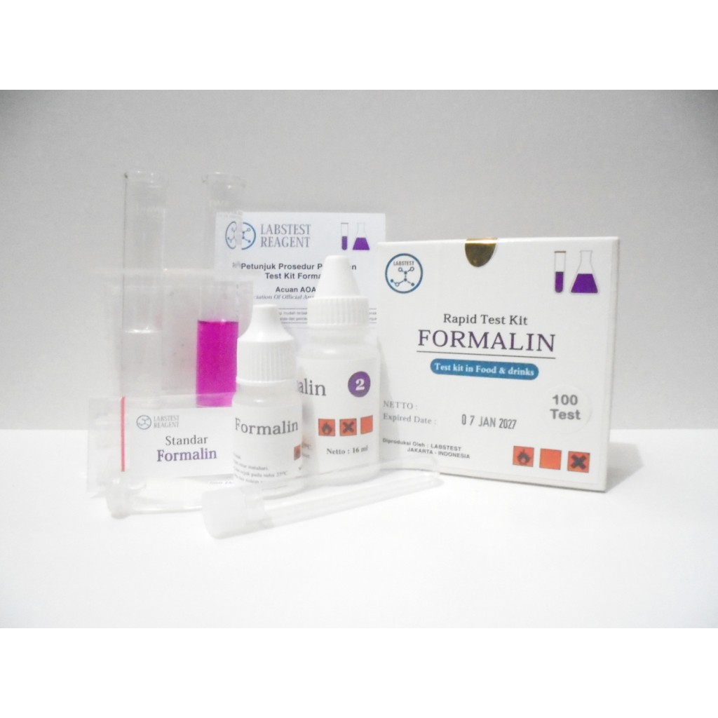 Test Kit Formalin, Alat Uji Cepat Pengawet Formaldehida 100 test