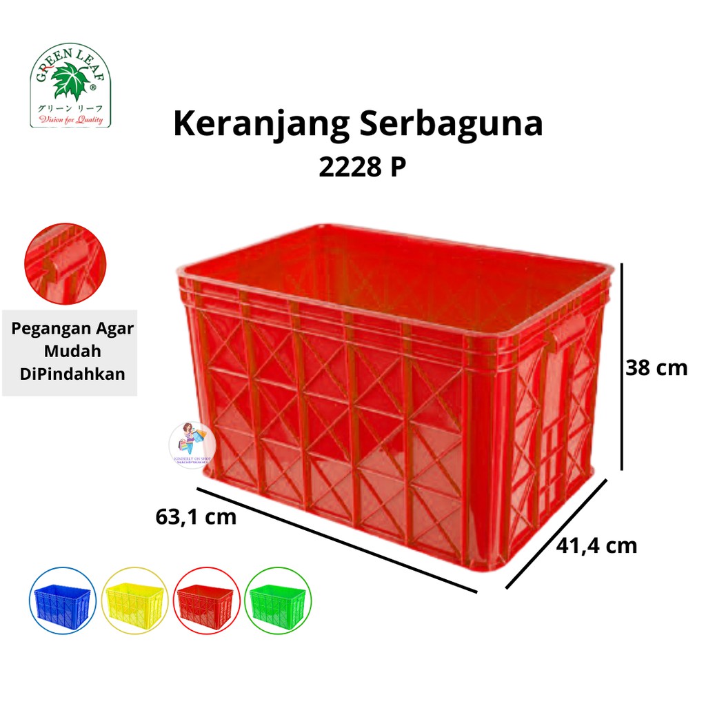 Keranjang Industri Container Box Serbaguna Polos 2228 P Green Leaf