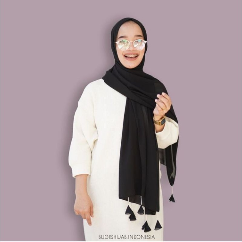 pasmina karet juntai brand Bugis hijab