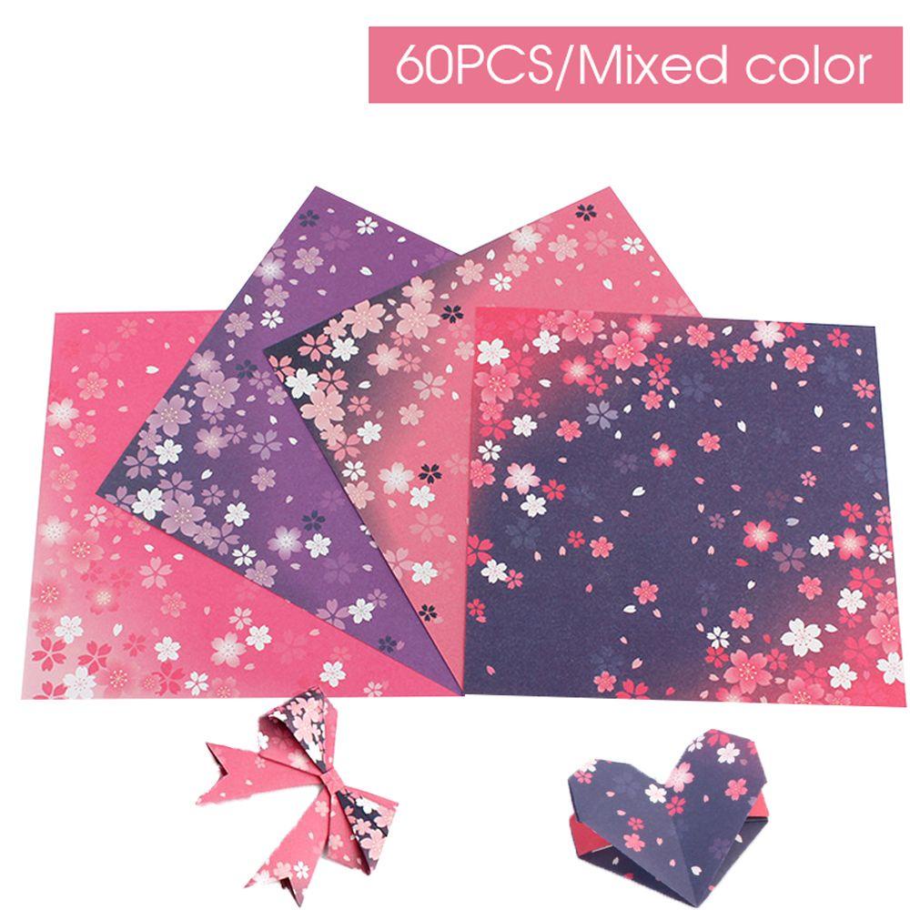 Rebuy Origami Paper 60PCS Persegi Dua Sisi Bunga Sakura DIY Decor Sakura