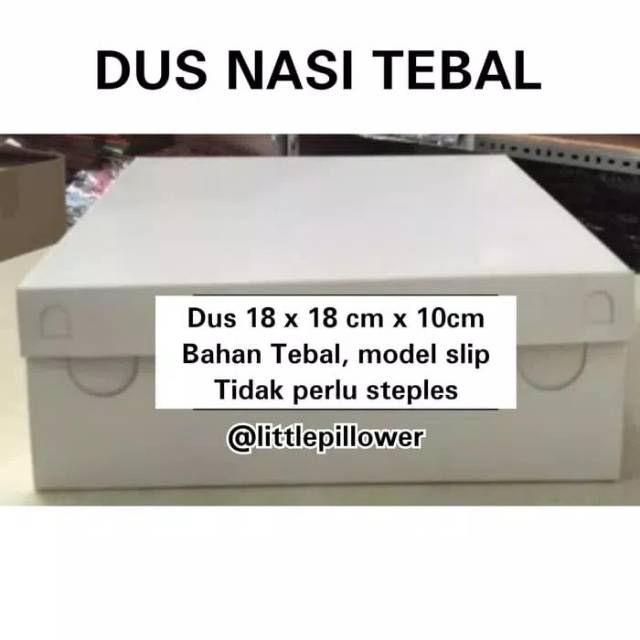 (ISI 50PCS) Dus Kotak Nasi Putih Polos 18x18cm