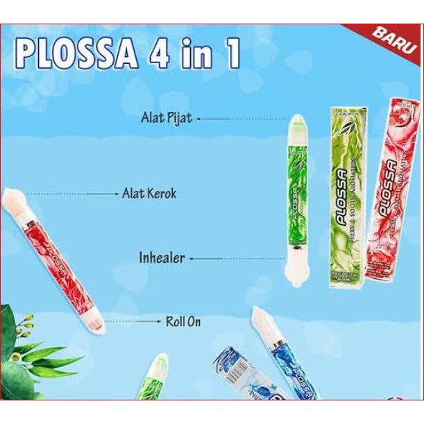 (NCS) PLOSSA minyak angin aromatic aroma therapy 4 in1 Inhaler dan Roll On