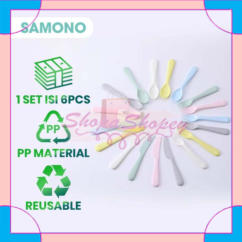 Sendok Garpu Pisau Makan Set Plastik Microwave Samono STW04T BFA Free Anti Panas