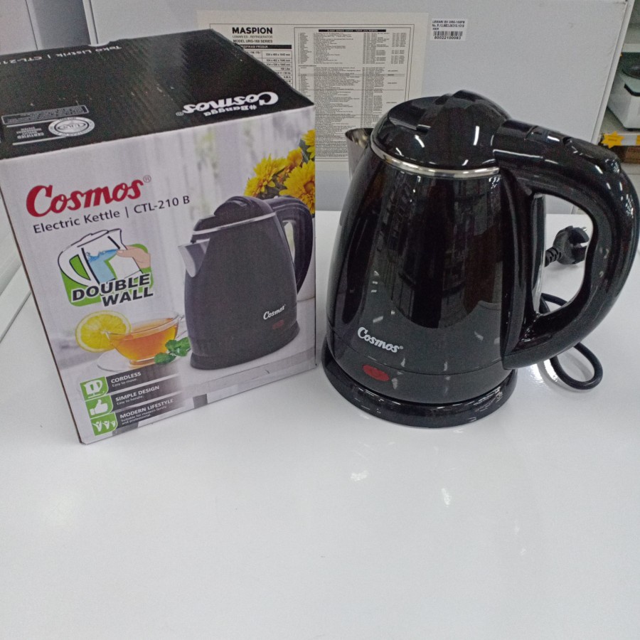 COSMOS Teko Listrik 1,2 Liter Kettle CTL 210 B - Hitam - Garansi Resmi 1 Tahun
