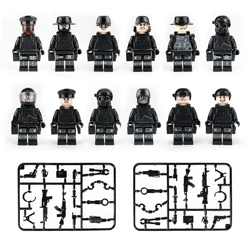 12pcs Mainan Balok Bangunsusun Model minifigures Bentuk Pasukan Khusus Militer