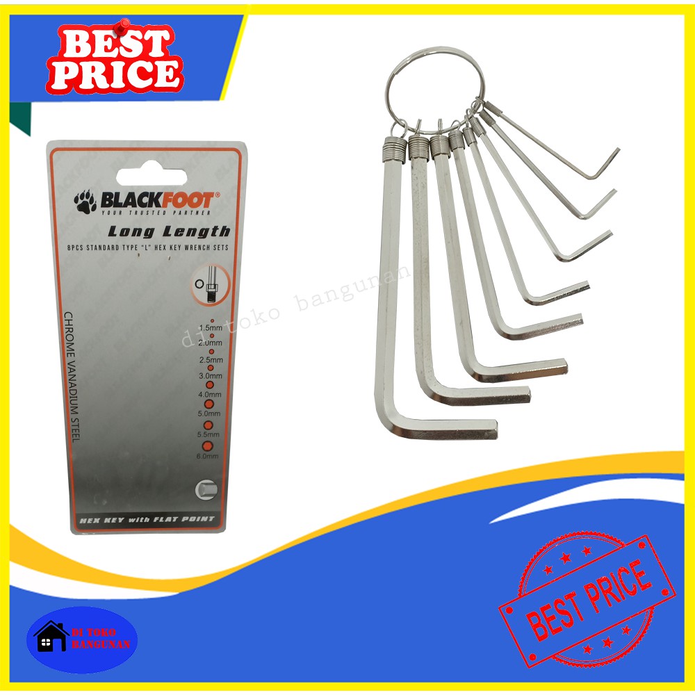 Kunci L Set 8 Pcs chrome Pendek Blackfoot Hex Key