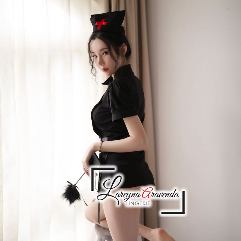 Set Lingerie Seksi + G String + Bando Model Cosplay Executive Nurse LG091