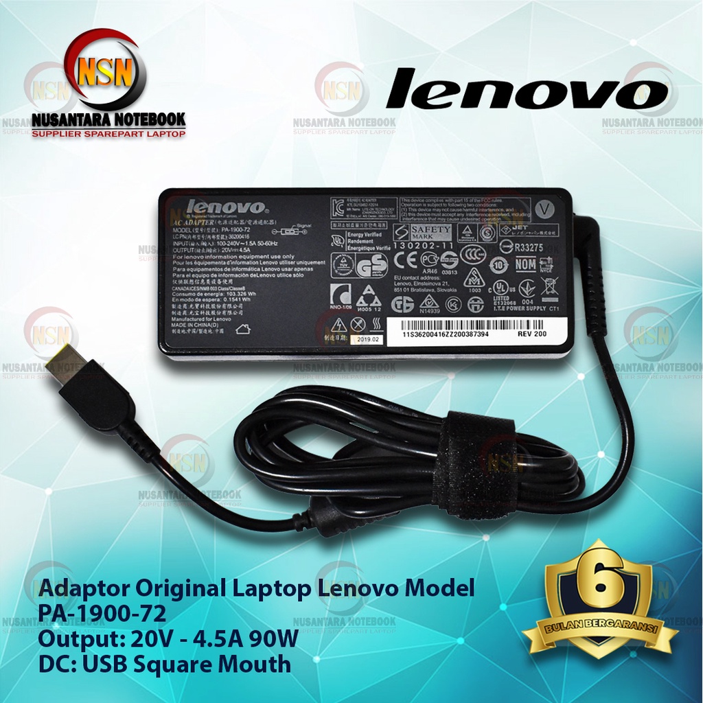 Adaptor Charger Original Lenovo 20V - 4.5A 90W USB Square Mouth