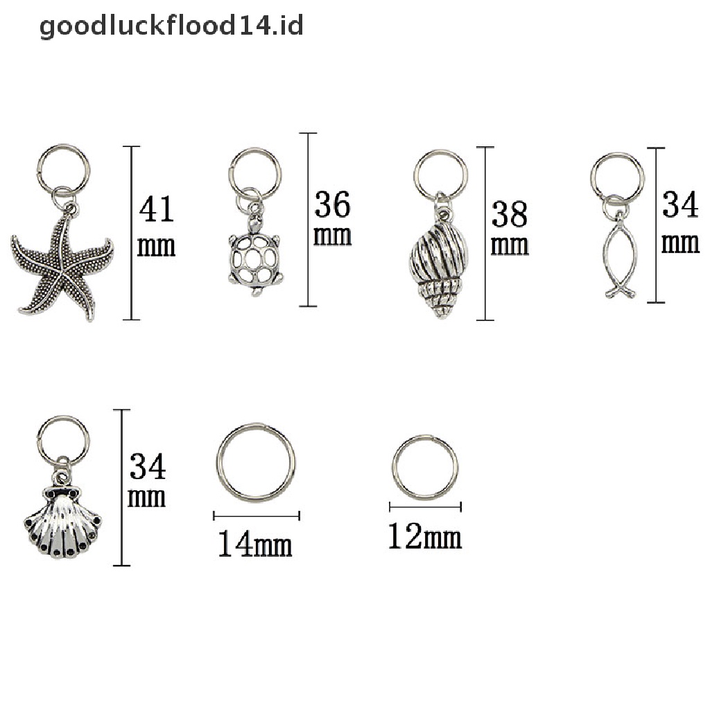 [OOID] 50Pcs/Set Starfish Pendant Dreadlock Hair Braid Pins Rings Clip DIY Cuff Jewelry ID