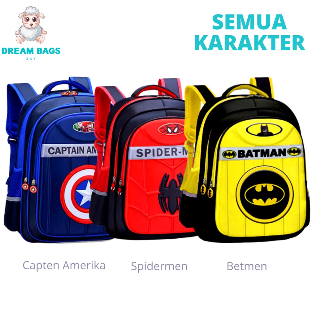 Tas Anak Sekolah Karakter Superhero DB 1009 Size SD Tas Anak Import - Tas Sekolah Anak Laki Laki - Tas Sekolah anak Laki Sd - tas anak laki sd