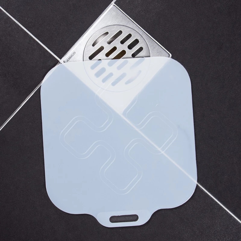 [White Translucent Silicone Anti-odor Floor Drain Mat with Carrying Handle] [Sink and Drain Sealing Deodorizing Mat, Drain Cover] [Anti-clogging Floor Drain Core]