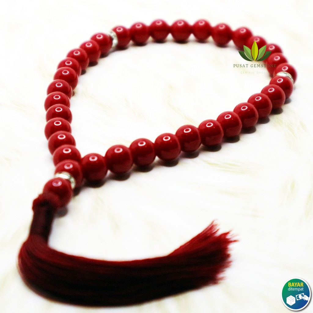 Tasbih Red Marjan 33 Butir Natural