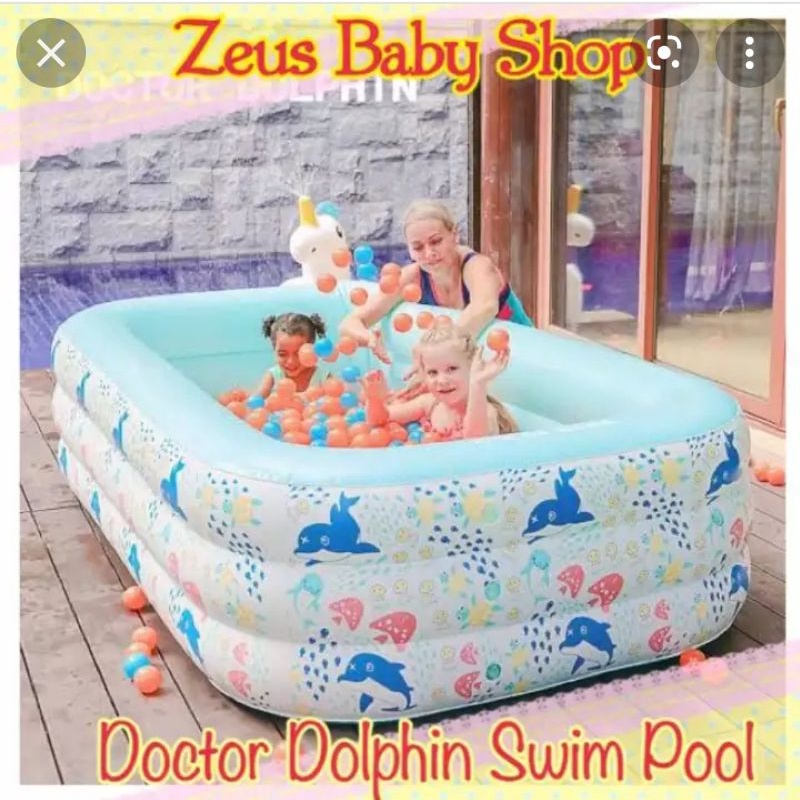 Baby Spa - Kolam Renang Bayi Baby Flow Cozy Transparan Full Gambar - Swimming Pool Anak Transparant doctor dolphin swim pool Square Inflatable Baby Pool / Kolam Renang Anak