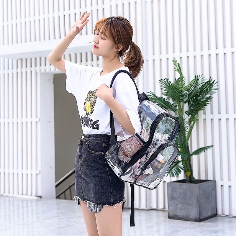 RIA Backpack Tas Ransel Mika Transparant Wanita Pria Remaja Simple Korean Style By Chikoisme NR