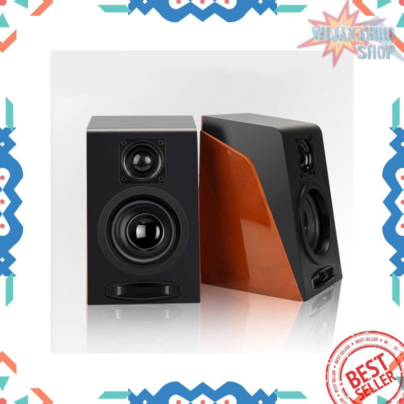 First Eye 950 HiFi Desktop Multimedia Stereo Speaker 2.0 Channel - Black/Brown ELC11