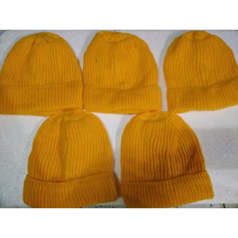 TOPI BEANY HAT POLOS KUNING KUNYIT