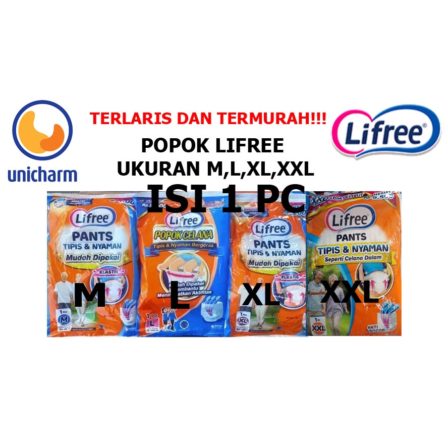 POPOK DEWASA LIFREE 1PC, POPOK DEWASA CELANA SATUAN UKURAN M/L/XL MURAH HARGA SATUAN GROSIRAN