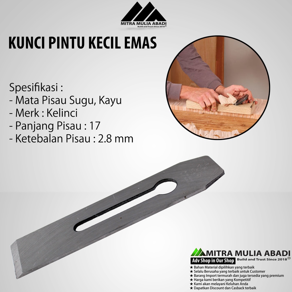 Pisau Sugu Kayu / Ketam / Pisau Serut Kayu Manual - Iron Hand Plane