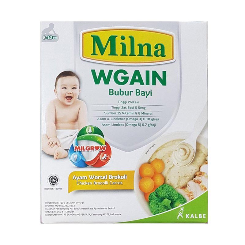 Milna Wgain Bubur Bayi 8+ - 120g (Tersedia varian Rasa)