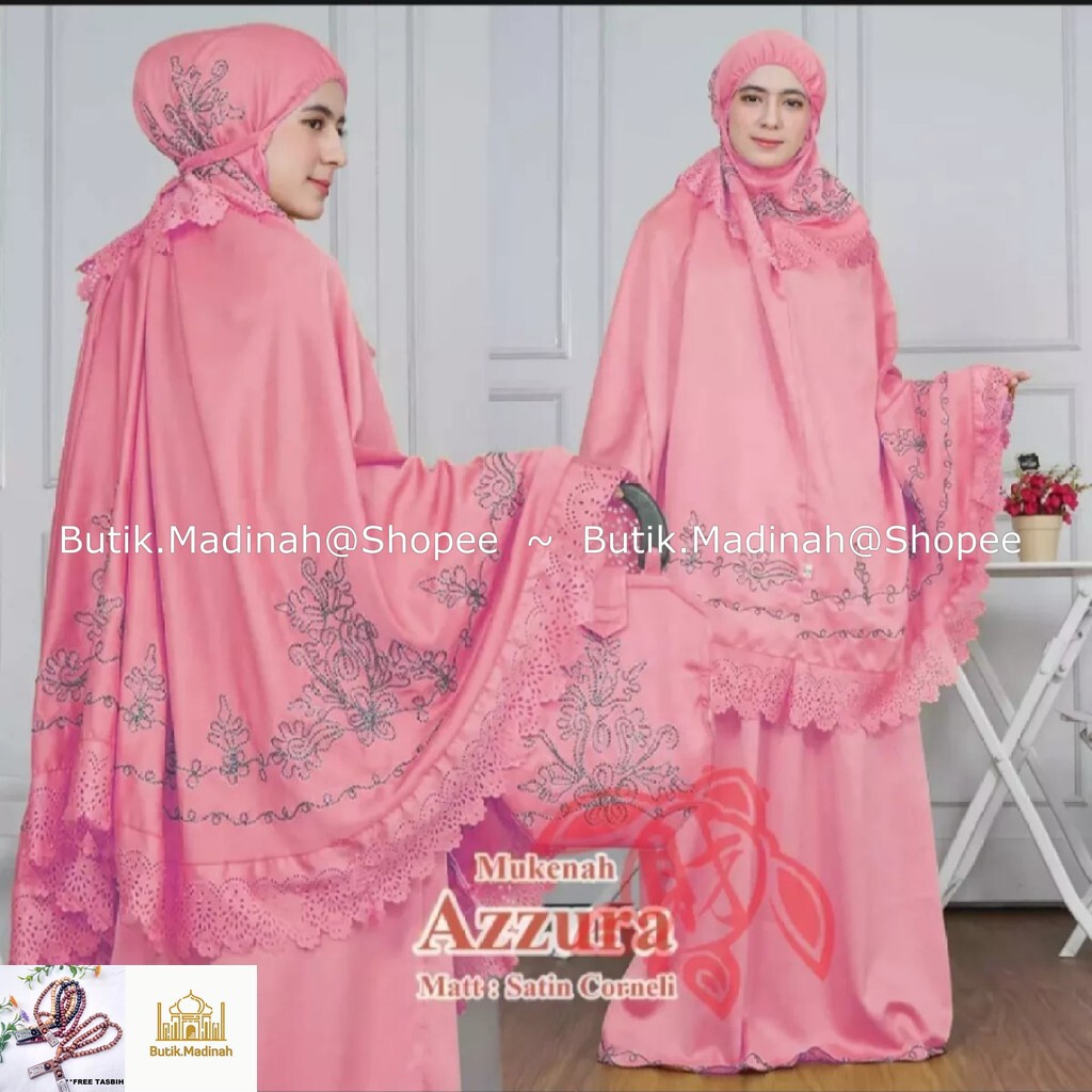 BUTIK.MADINAH MUKENA DEWASA AZZURA BORDIR 3D TIMBUL ROBERTO CORNELI SUTRA VELVET