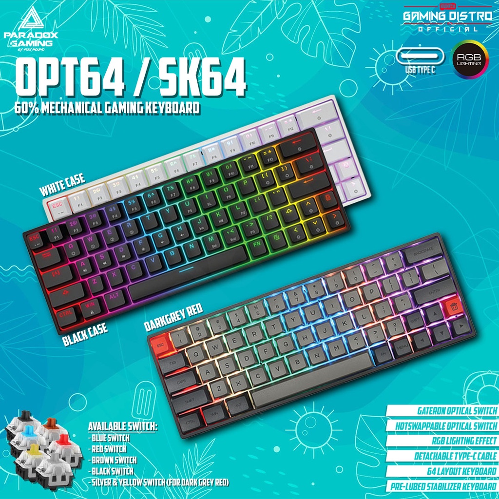 Paradox Ghost OPT 64 / SK64 RGB Hotswap Mechanical Gaming Keyboard