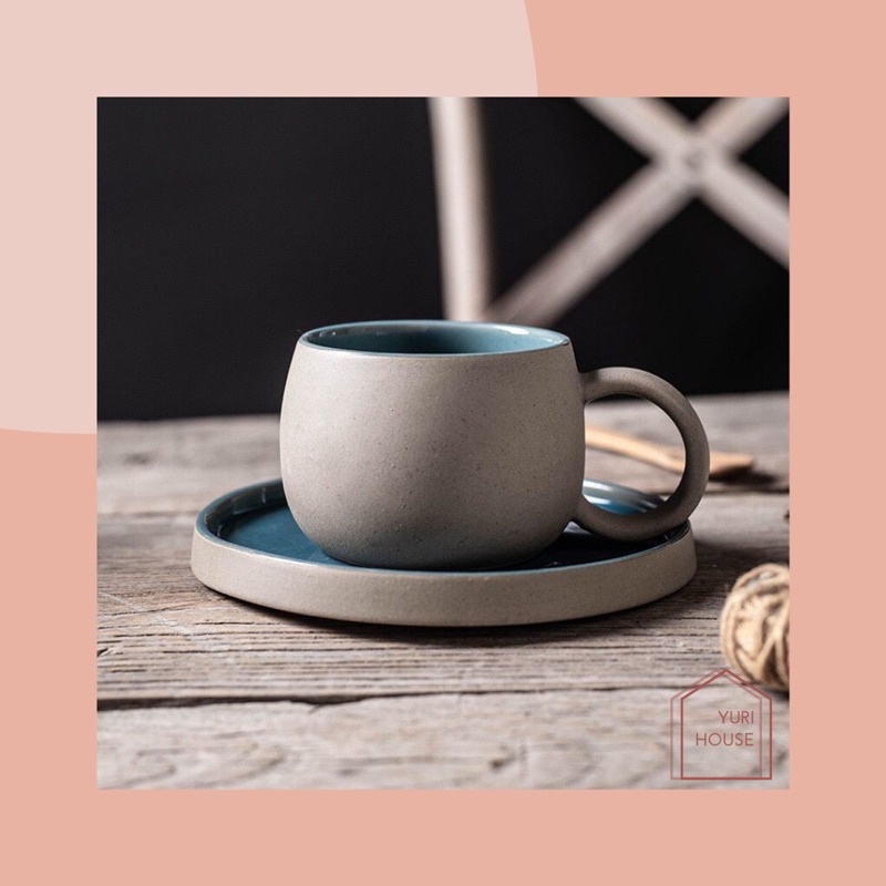 Clay ceramic cup set/coffee cup set/ tea cup set/ set cangkir kopi aesthetic/ cangkir keramik esketi