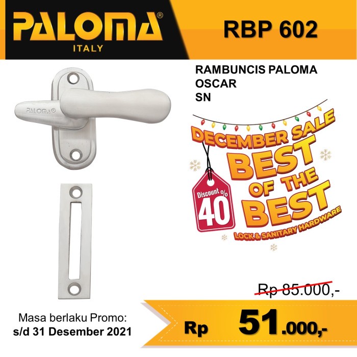 Rambuncis Paloma Rbp 602/682 - Penggunci Grendel Selot Jendela