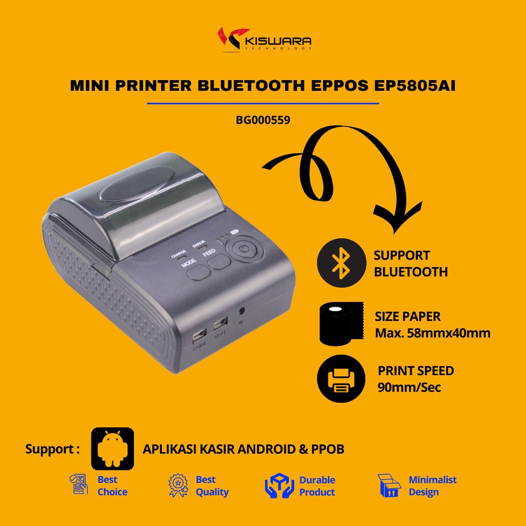 PROMO Printer Kasir Printer Thermal cetak Struk Mini Printer Bluetooth EPPOS EP5805AI KlikVape