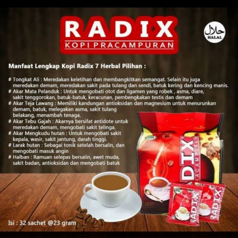 KOPI RADIX HPA ISI 32 SACHET - Radix Malaysia Jumbo