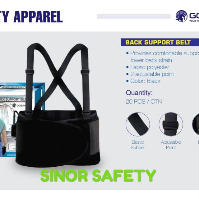 Original Back Support Belt GOSAVE Sabuk Penyanggah Punggung Dan Perut Korset