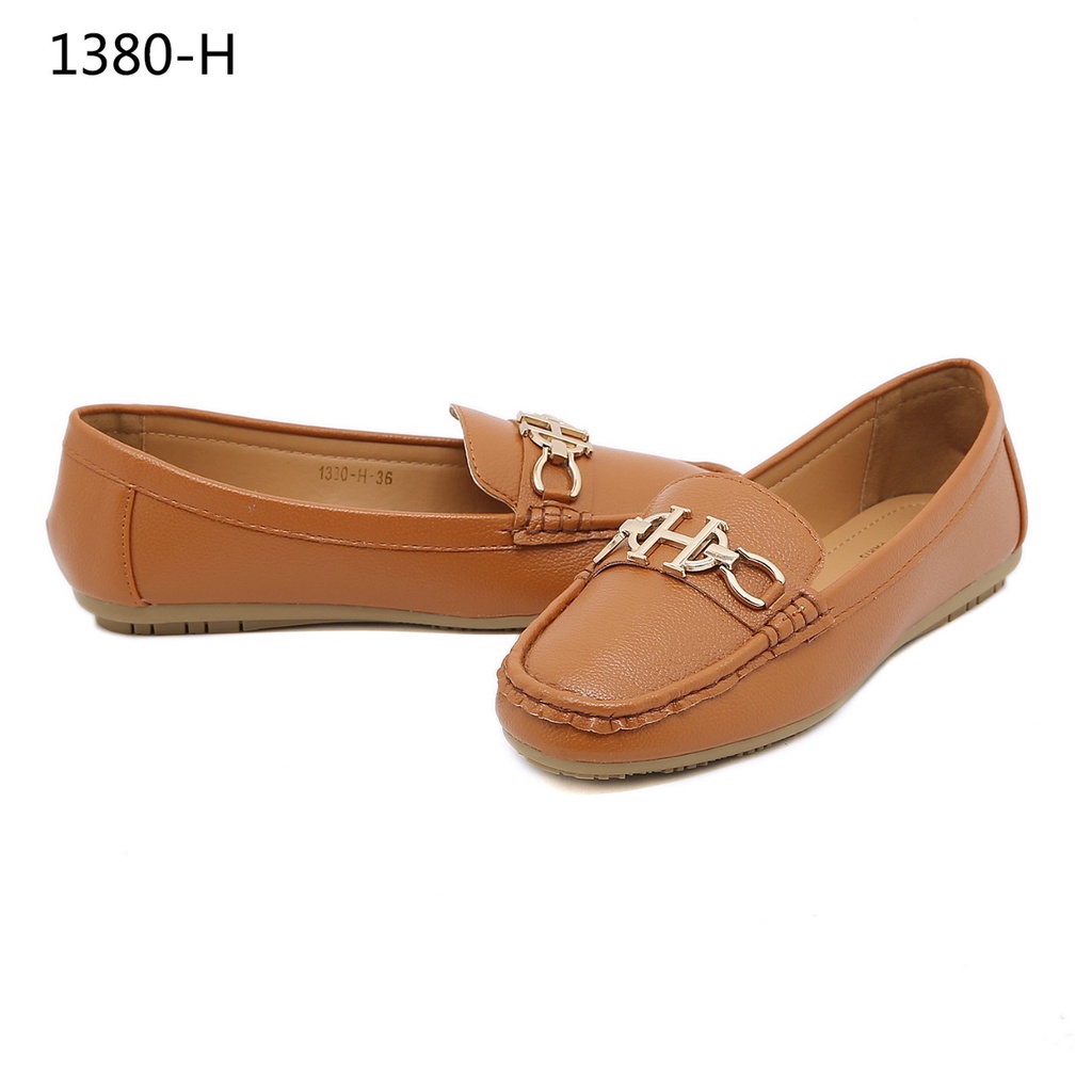 H Leather 'H' Iconic Wonen Flat Shoes #1380-H