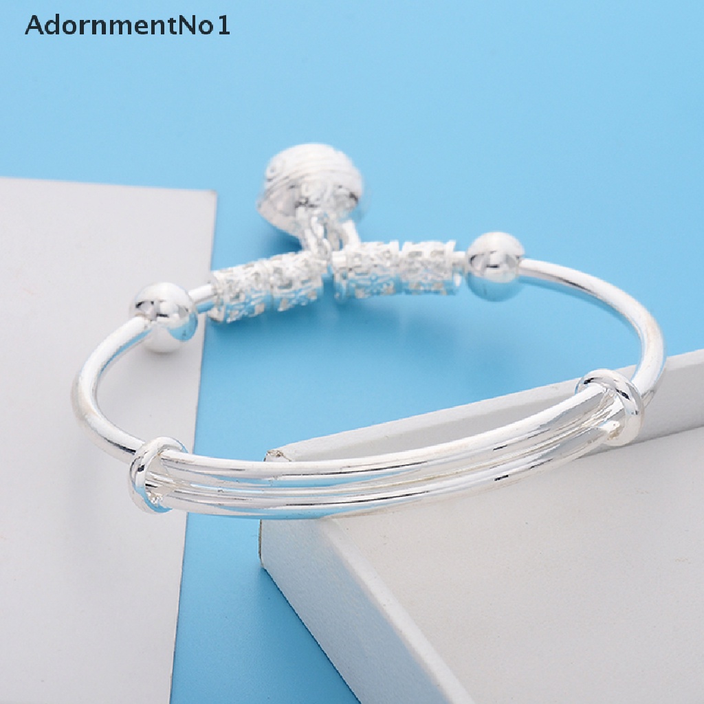 (AdornmentNo1) Gelang Tangan Lapis Silver Aksen Lonceng Gaya Vintage Untuk Wanita