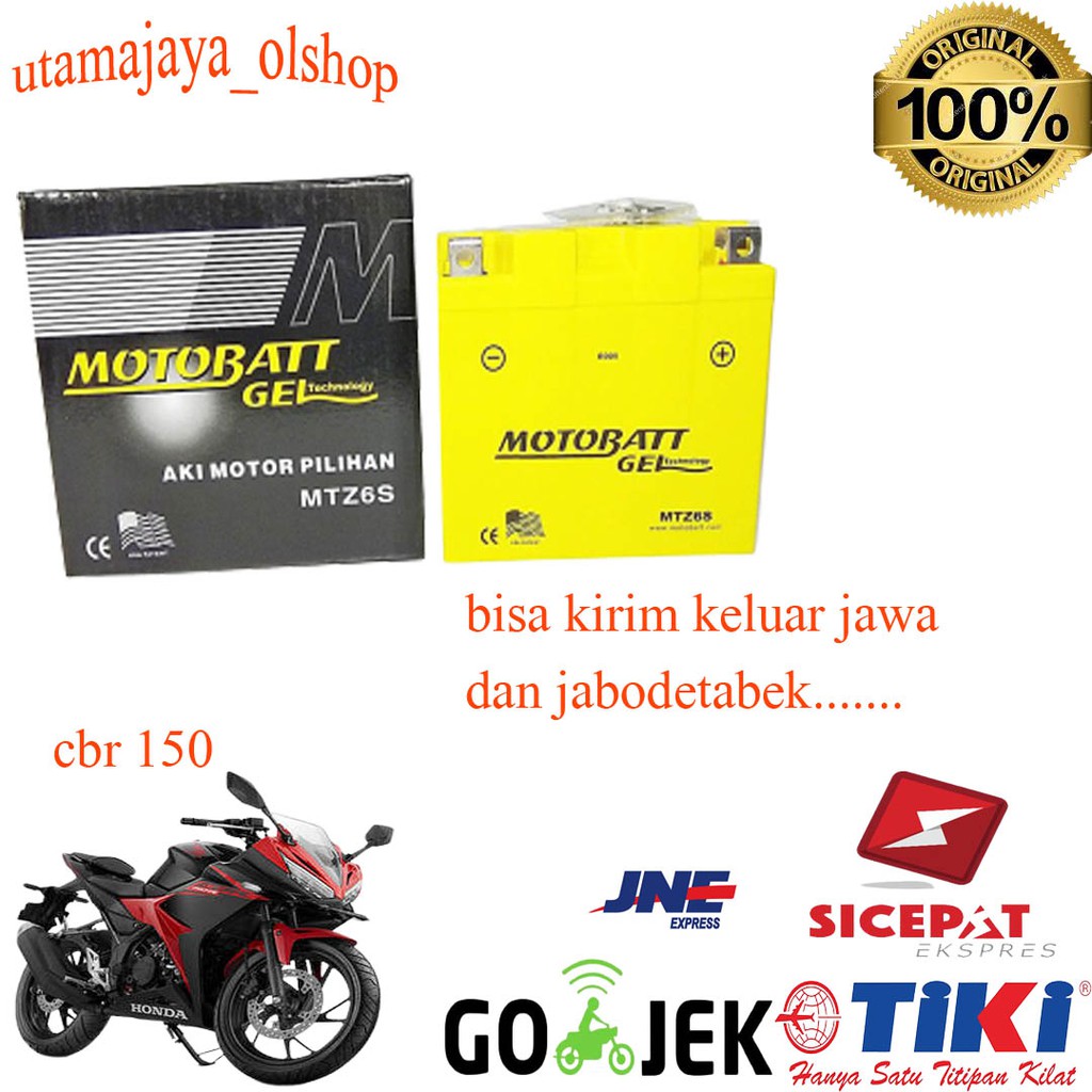 Aki motor HONDA CBR 150 VARIO 150 VESPA METIC -S motobatt MTZ6S accu KERING GELL ORIGINAL