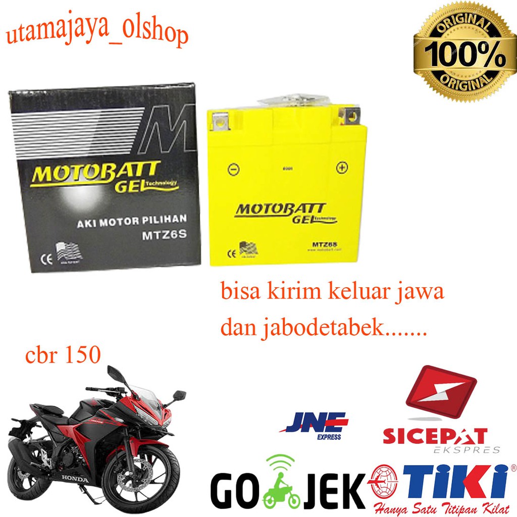 Aki motor HONDA CBR 150 VARIO 150 VESPA METIC -S motobatt MTZ6S accu KERING GELL ORIGINAL