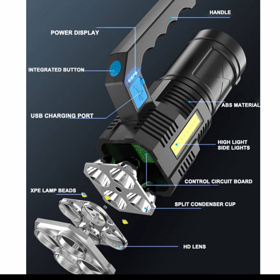 Senter led high power MX-5088/L-20(MX-2000)/TD-777 ( 4 LED + COB) Praktis dan Batrai Awet