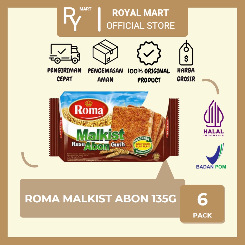 

Biskuit Roma Malkist Abon Crackers 135g x 6's